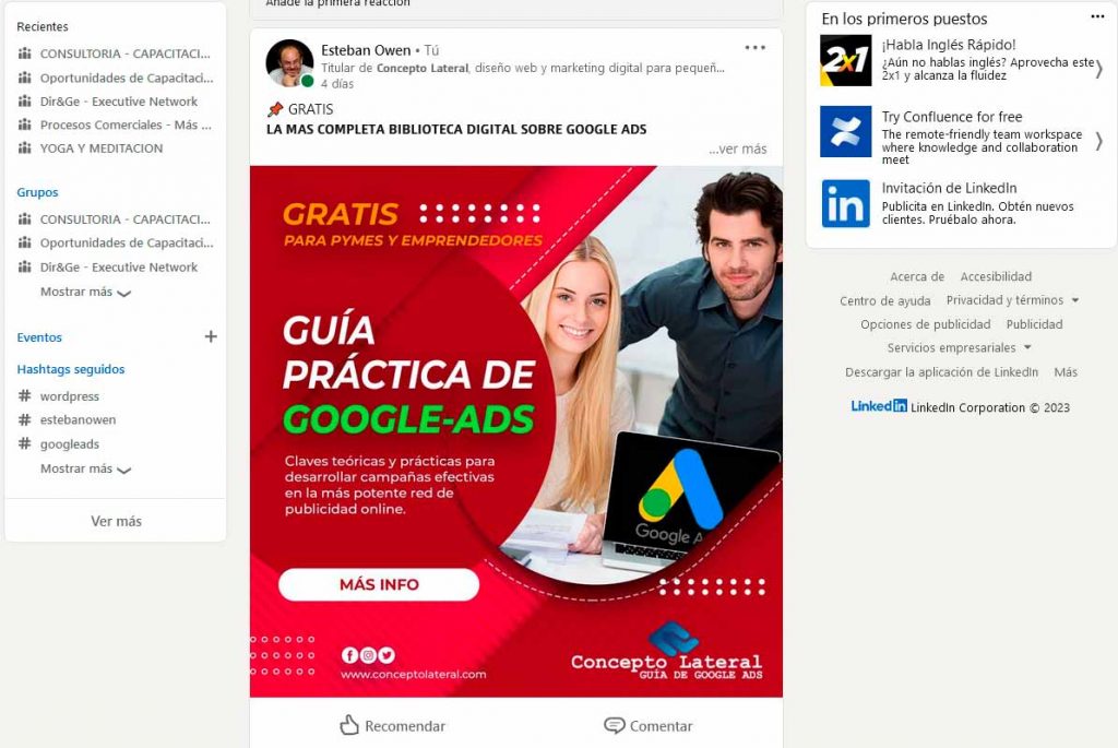 Los posteos en LinkedIn